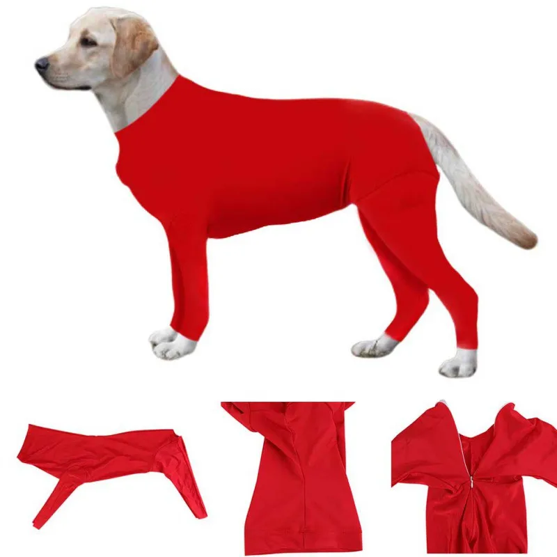 Ropa para perro, traje corporal de recuperación, protección para después de la cirugía, mono de manga larga, Mono para perro, Collar E, alternativa para Anti-lamer - imagen 3
