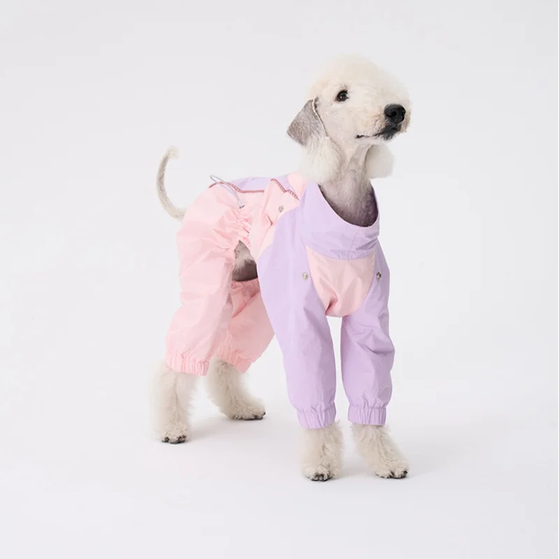 Traje impermeable ligero para Bedlington, abrigo rosa fino transpirable de verano de cuatro patas, sombrero para impermeable de galgo italiano para perros