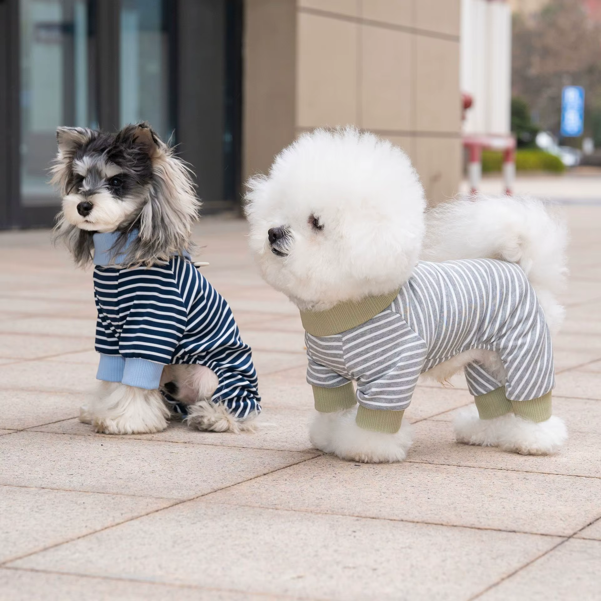 Pijama mono 4 patas cuello alto perros pequeños rayas Yorkshire - imagen 5