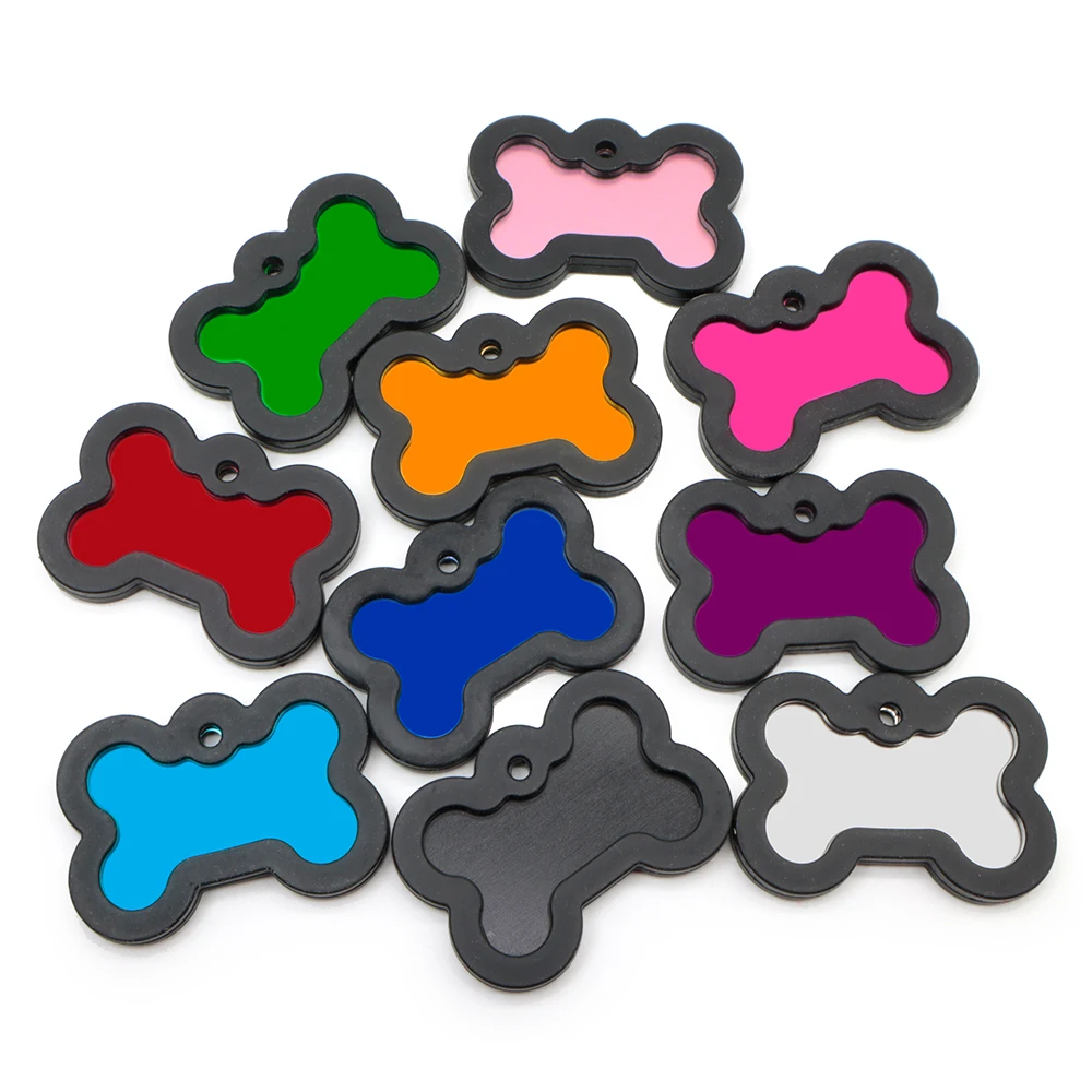 Silenciador de goma para etiquetas de identificación de mascotas, colgante de aluminio con forma de hueso, personalizable, accesorios para dijes de placa de identificación grabable, 100 piezas - imagen 5