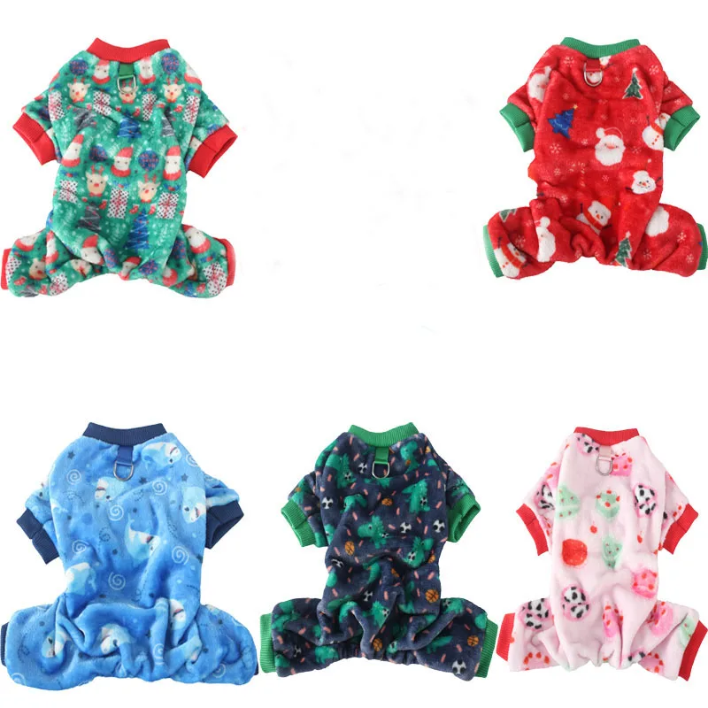 Ropa estampada para perros, disfraz de Navidad de invierno para perros, monos de lana, mono para cachorros, pijamas para perros pequeños, caniche, Pug XS