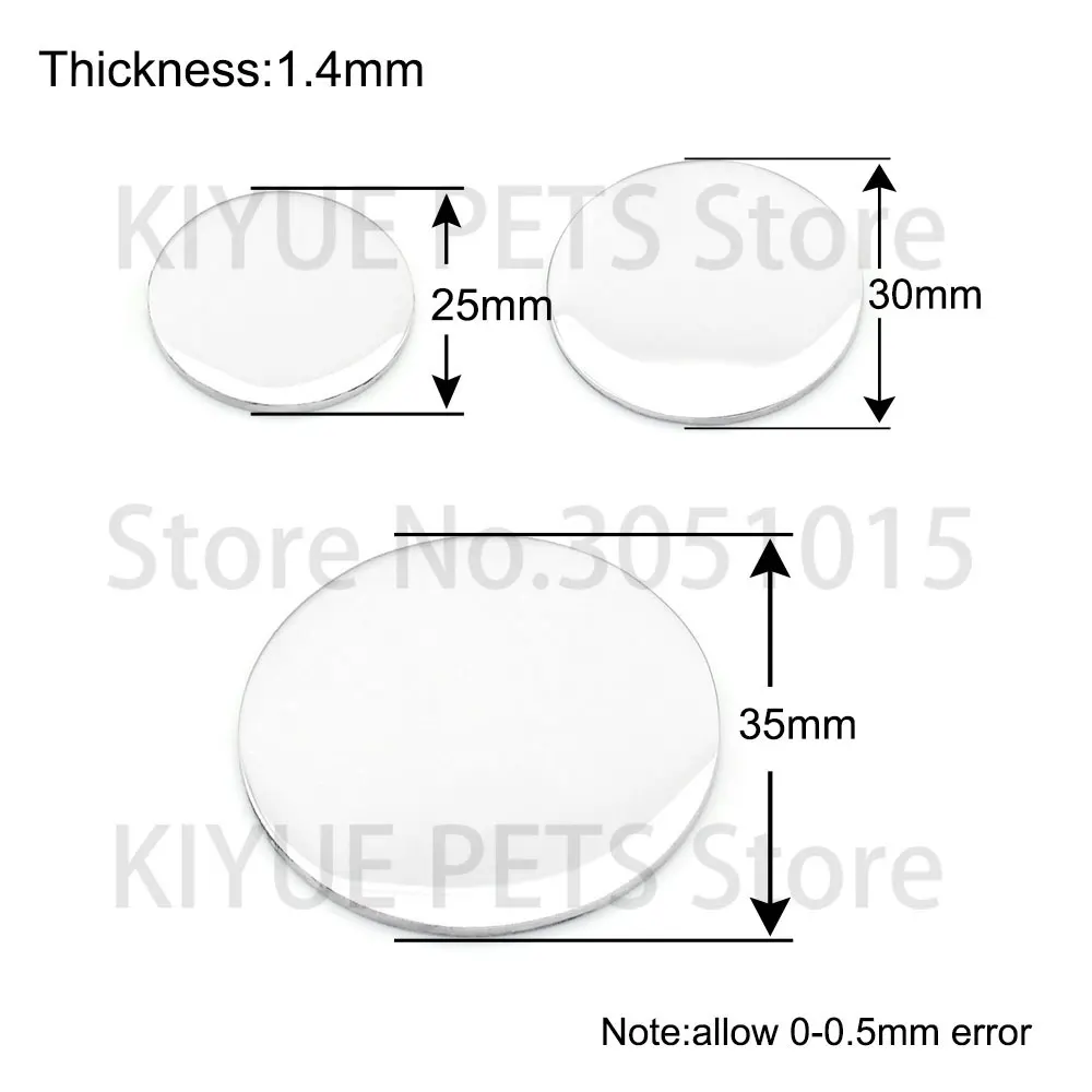100 Uds. Espejo redondo de Metal para mascotas, tarjeta de identificación en blanco, etiqueta de identidad grabada con láser, Collar para mascotas, colgante con personalidad, joyería de acero inoxidable - imagen 2
