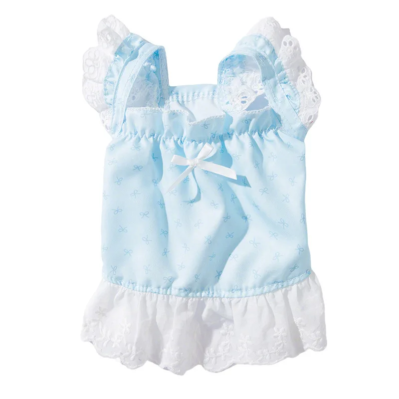 Falda de princesa con lazo fresco para perro, vestido para gato, ropa fina y transpirable para mascotas, ropa para cachorros pequeños, primavera - imagen 5