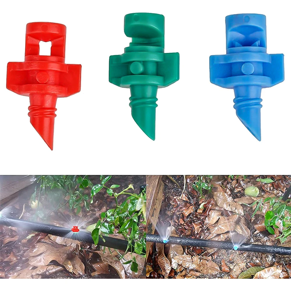 100 piezas 90/180/360 °   Emisores de riego por goteo, rociador de nebulización, boquillas de micropulverizador de refracción para sistema de agua de césped y plantas - imagen 2