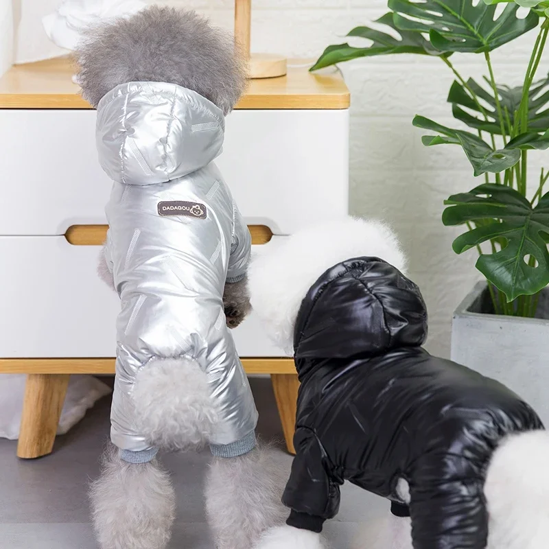 Abrigo de invierno para perro, traje de nieve impermeable con forro polar para cachorros, mono con capucha de aviador, trajes de nieve para cachorros pequeños Yorkie - imagen 2