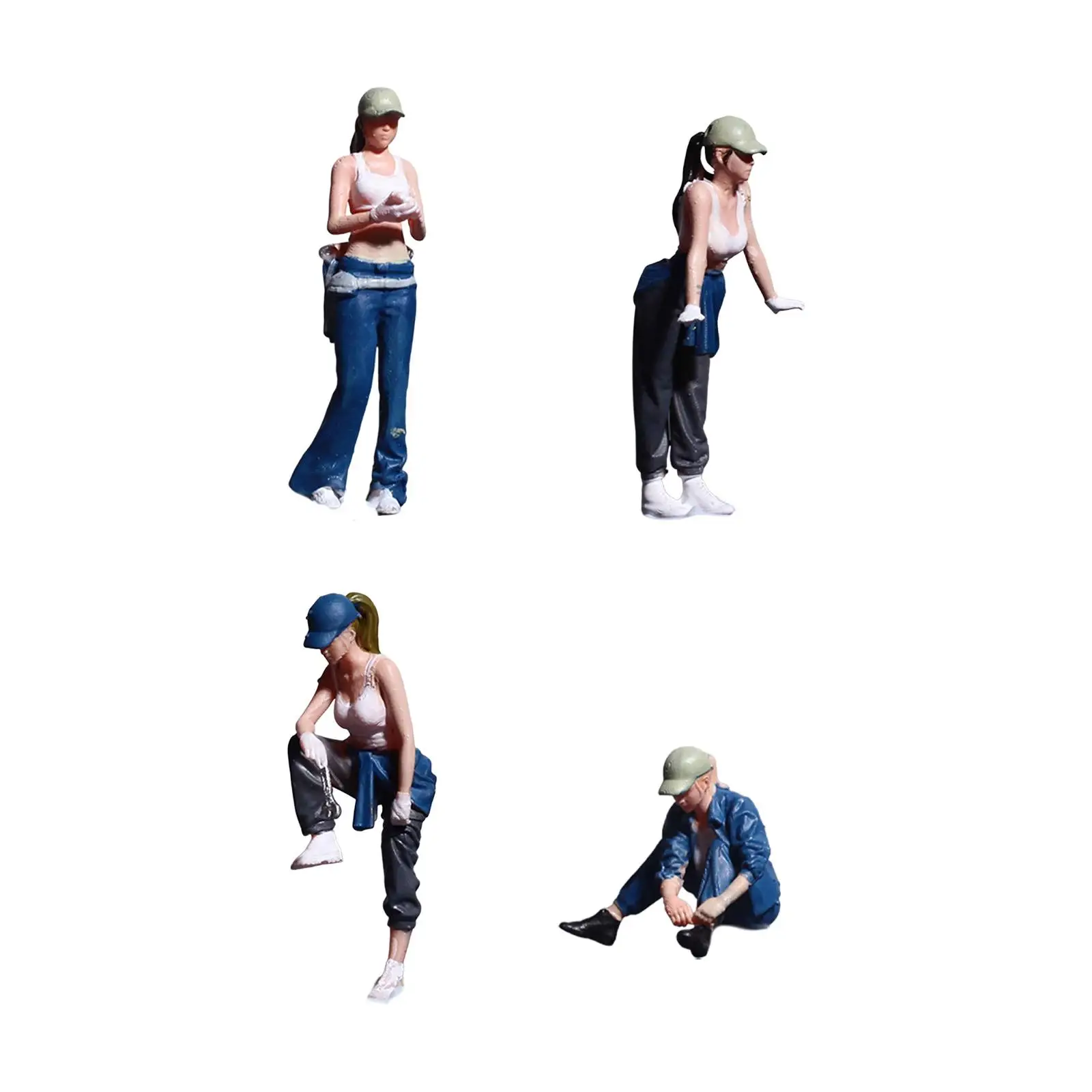 Figura femenina en miniatura chica reparadora de coches para dioramas - imagen 2
