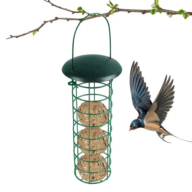 Estación de alimentación de pájaros, alimentadores de Metal para pájaros salvajes, alimentador de bola gruesa para valla de patio, soporte de Rama - imagen 2