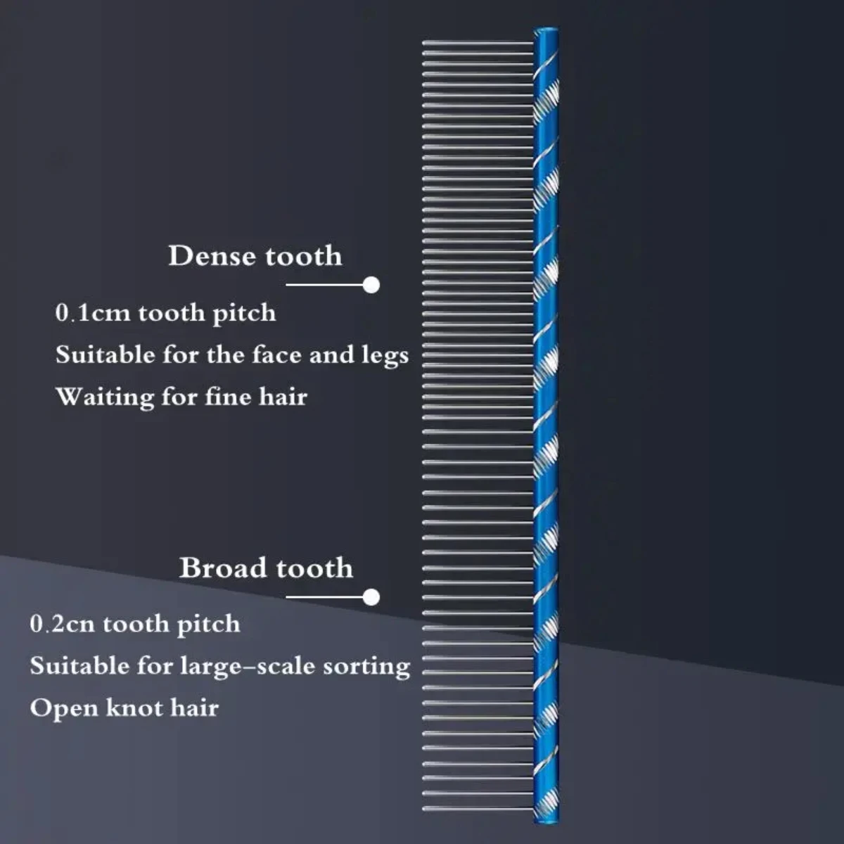 Peine para perros de 19cm/7,48 pulgadas, peine de aseo a rayas multicolor brillante, peine recto de acero inoxidable para herramientas de aseo para perros y gatos