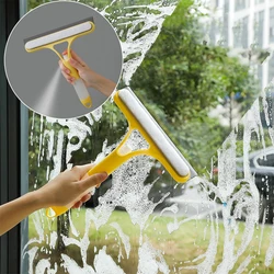 Espejo de limpieza de vidrio multifuncional 3 en 1 para el hogar con botella pulverizadora, raspador de fregado de fibra ultrafina, raspador de ventana