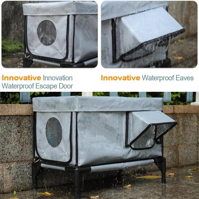 Casa para gatos al aire libre, cama cálida para gatos de invierno, a prueba de viento, a prueba de lluvia, a prueba de arañazos, casas para gatos, calefacción eléctrica, casas de seguridad para perros y gatos - imagen 3