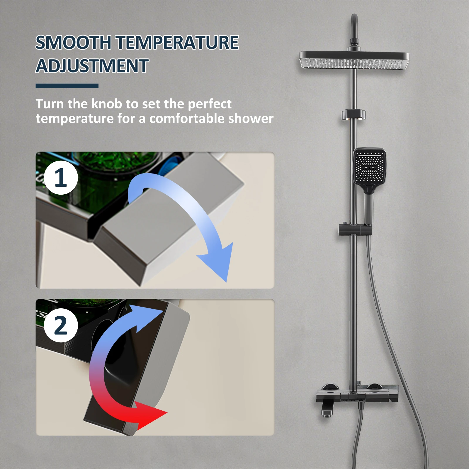 Juego de grifería de baño Caño plegable 180 °   caño giratorio Estilo minimalista premium Incluye columna de ducha y cabezal de ducha - imagen 4