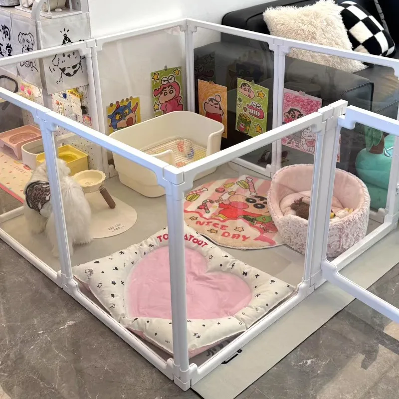 Valla transparente para perros de 70CM de alto, prevención de colisiones de peluche pequeño, paneles de puerta para valla para perros, jaula portátil para mascotas para interiores - imagen 2