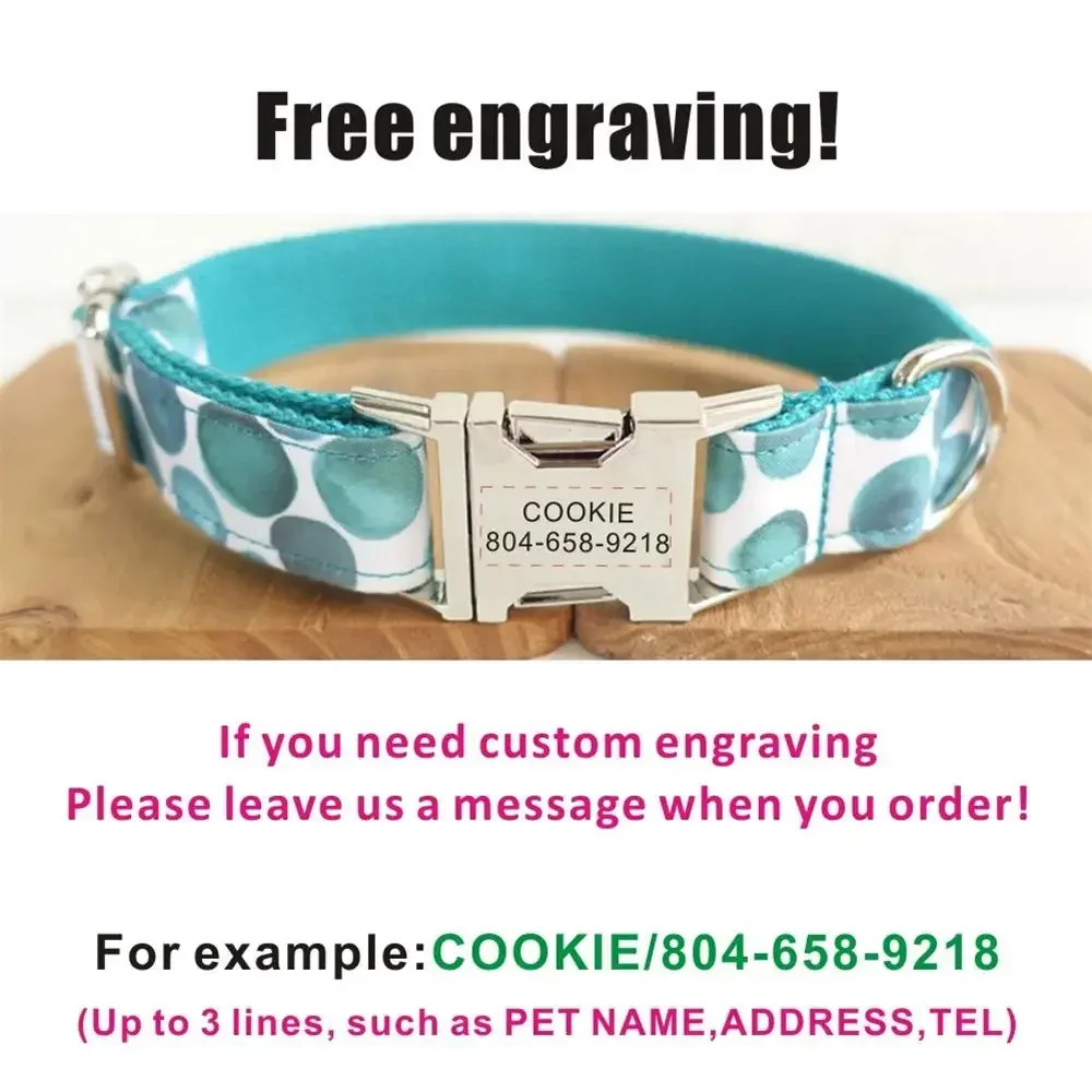 Collar personalizado para mascotas, placa con nombre personalizada, etiqueta de identificación, collares ajustables para perros y gatos con burbujas amarillas y azules, correa de plomo - imagen 4
