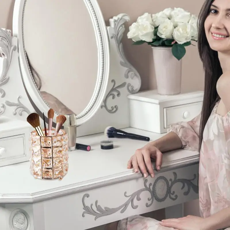 Portavasos de cristal para cosméticos, organizador portátil para bolígrafos, brochas de maquillaje, almacenamiento de bolígrafos - imagen 3