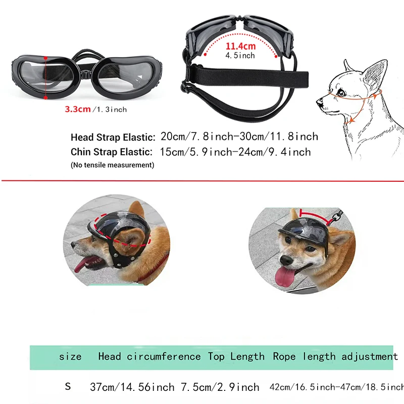 Conjuntos de casco y gafas de sol para perros de razas pequeñas, casco de motocicleta con orificios para las orejas, lindas gafas para perros para conducir al aire libre - imagen 2