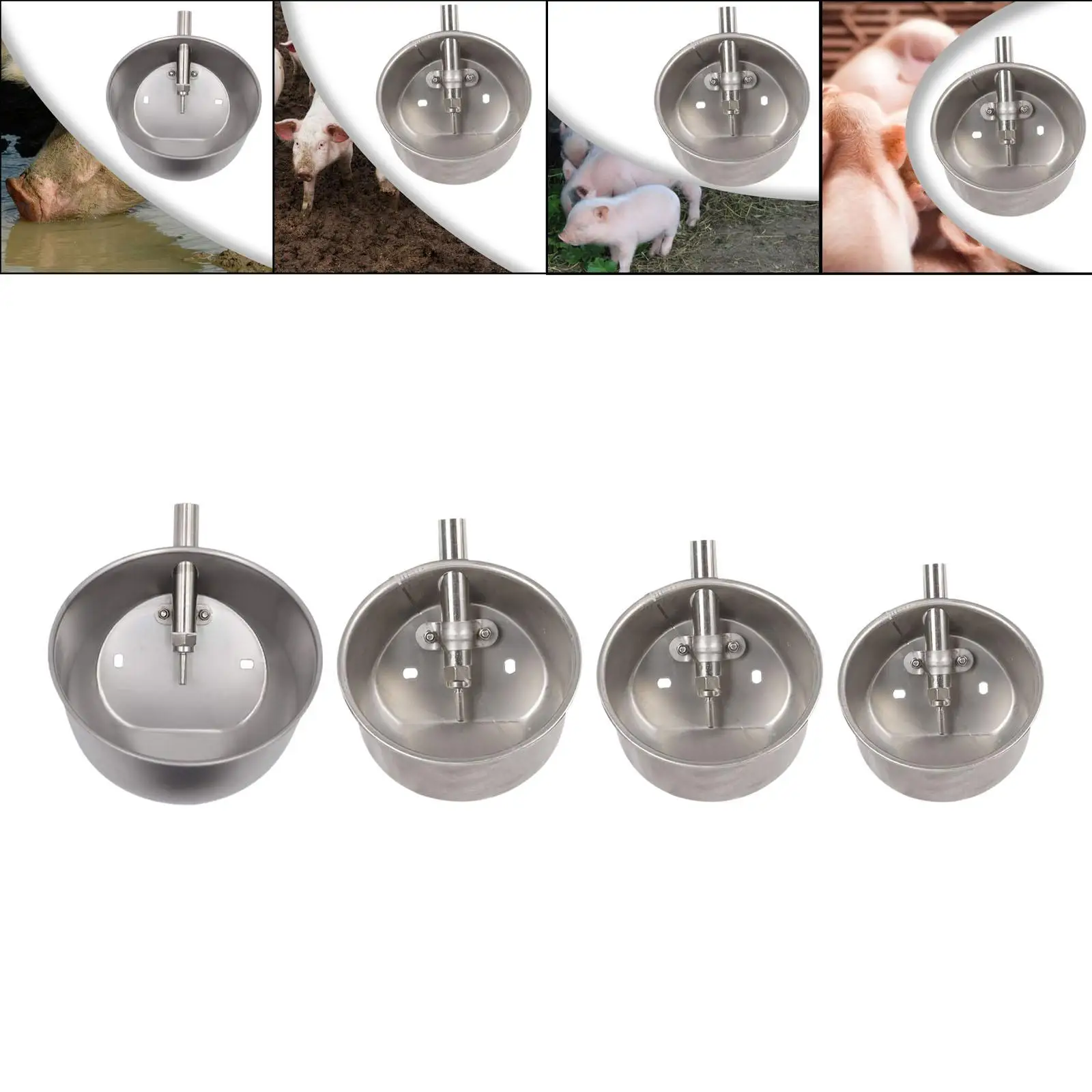 Bebedero automático para cerdos, bebedero para cerditos, cuenco para agua para cerdos, acero inoxidable para animales, conejillos, cerdos, ganado - imagen 2