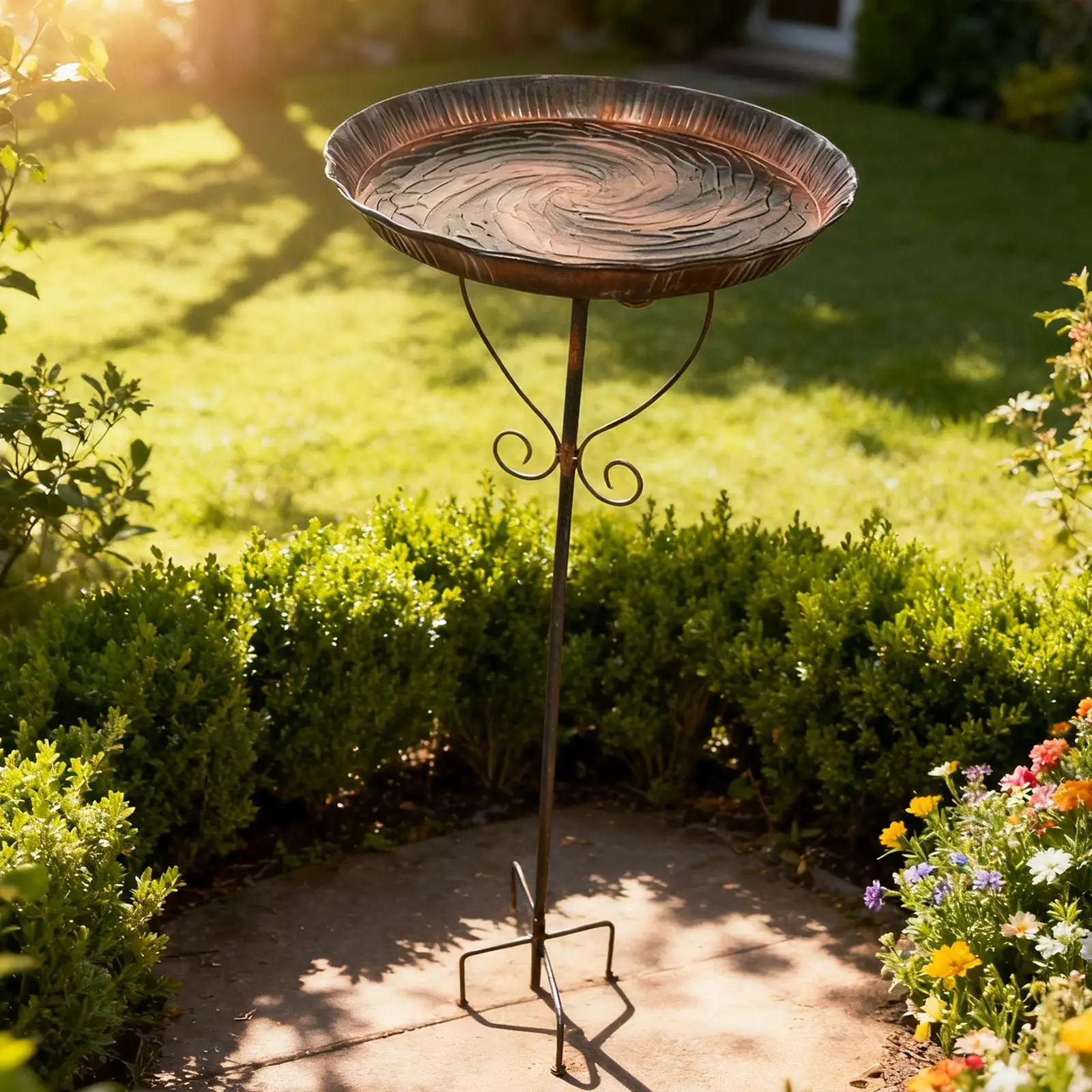 Baño de pájaros al aire libre multiusos fácil de montar comedero de pájaros Base de 5 puntas tazón de 10 "de diámetro para césped de jardín decoración de regalo Ideal