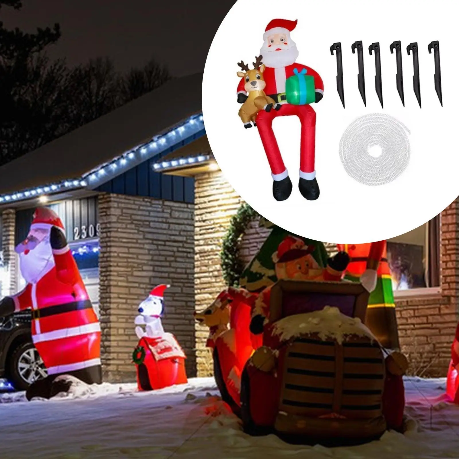 Christmas Inflatable Santa Xmas Decorations Sitting on The Roof Cute Inflatable Christmas Inflatable Santa Xmas Decorations Sitting on The Roof Cute Inflatable