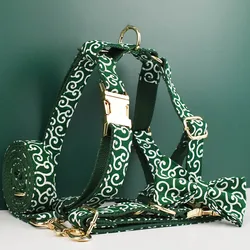 Collar perro personalizado algodón verde con hebilla metálica