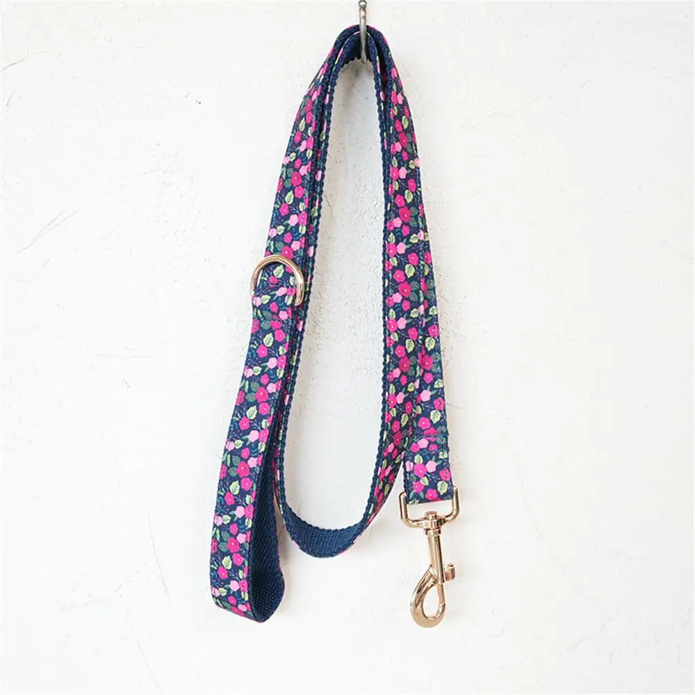 Coleira de cachorro personalizada com gravura grátis, coleira para animais de estimação combinando, fivela de metal de contatos personalizados, coleira para animais de estimação com flor azul escuro - imagen 3