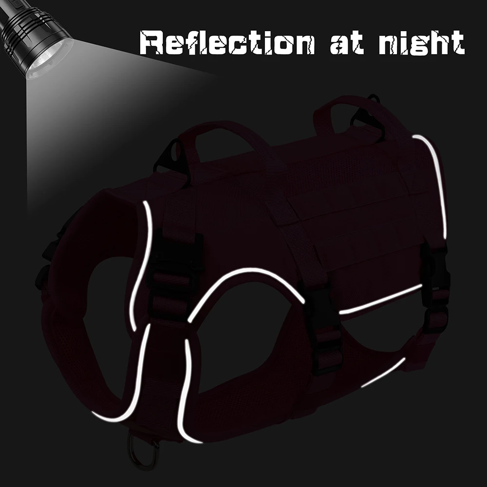 Arnés táctico militar para perros, chaleco reflectante para mascotas, chalecos de entrenamiento duraderos para perros, ajustables para perros medianos y grandes, Pitbull - imagen 4