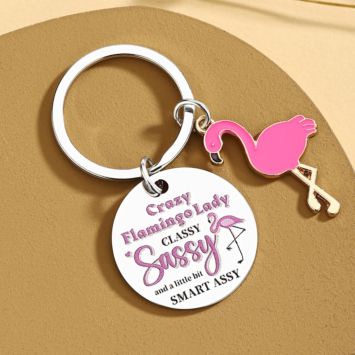 Llavero rosa con flamenco - regalo para amantes de gatos y perros - imagen 5