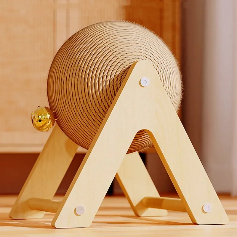 Rueda para gatos, bola rascadora de madera, rascador para gatos con campana, molinillo de garra, muebles para mascotas, Protector de sofá, accesorios para mascotas - imagen 2