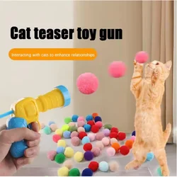 Juguete interactivo para gatos – pistola lanzapelotas de peluche