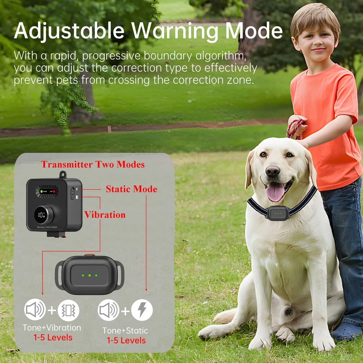 Collar de valla eléctrica para perros, sistema electrónico de contención de mascotas, valla con cable en el suelo, collares de choque recargables impermeables para perros - imagen 5