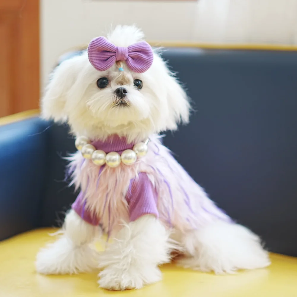 Ropa de piel de lujo para mascotas, chaleco de princesa, suéter cálido para perros, gato, cachorro, maltés, Yorkshire, empalme falso de dos piezas, invierno, nuevo