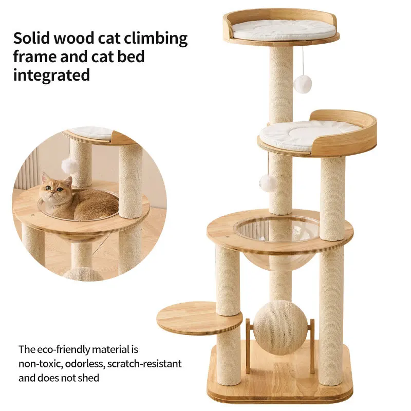 Árbol de roble para gatos, torre grande de lujo para gatos, cama rascadora para mascotas, Catnap, árboles para gatitos, accesorios para muebles, hamaca, juguete para gatos, producto para mascotas - imagen 2