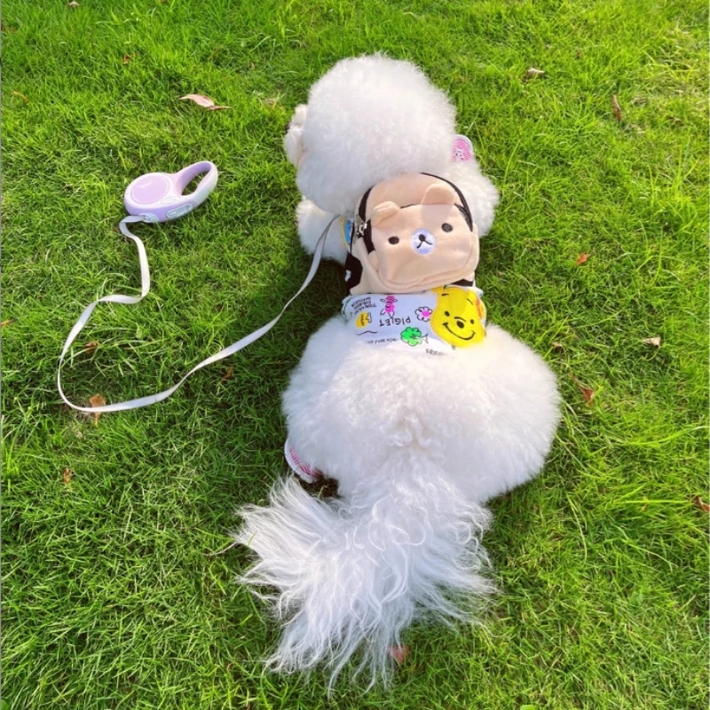 Linda mochila escolar para perros, bolsa de refrigerios de franela para perros pequeños, transportador portátil para mascotas de gran capacidad para exteriores