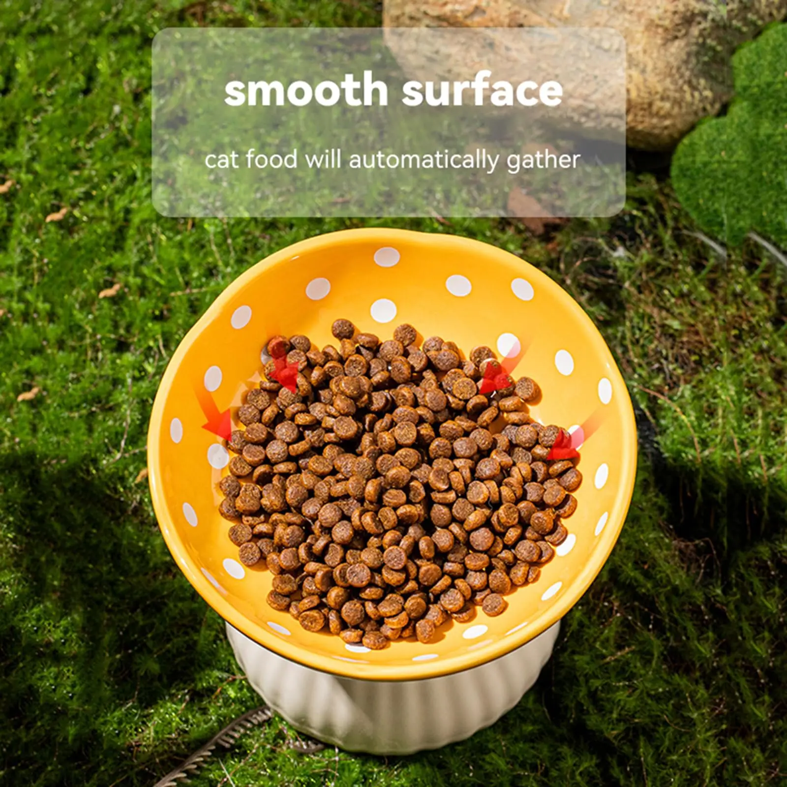 Cuenco para gatos con forma de seta de 6 pulgadas, estante elevado de cerámica, cuenco para comida para gatos elevado y amigable con la barba para comida y agua para plato plano inclinado para gatos - imagen 2