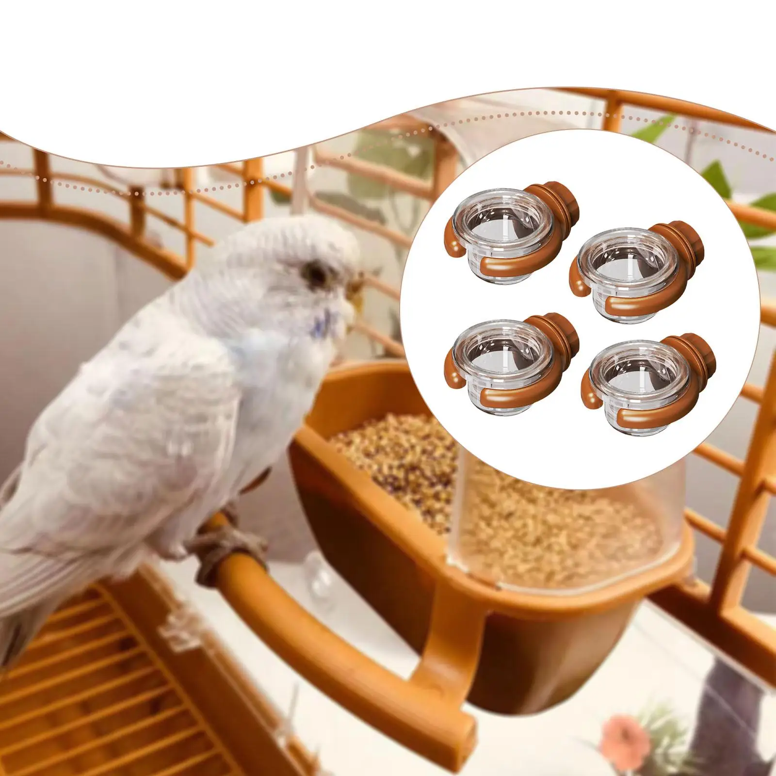 4x accesorio para comedero de agua para pájaros, versátil, fácil de limpiar, resistente, profesional, transparente, cuenco de alimentación colgante, decoración de jardín - imagen 5