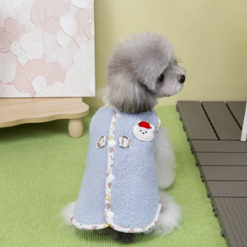 Chaleco Adorable de peluche bonito, sombrero para mascota, chaqueta de oso, ropa cálida de invierno para perros pequeños a medianos, abrigo de dibujos animados Bichon Frise