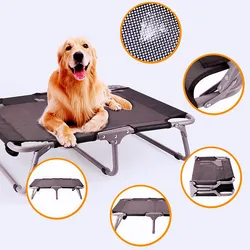 Cama transpirable plegable elevada para perros al aire libre
