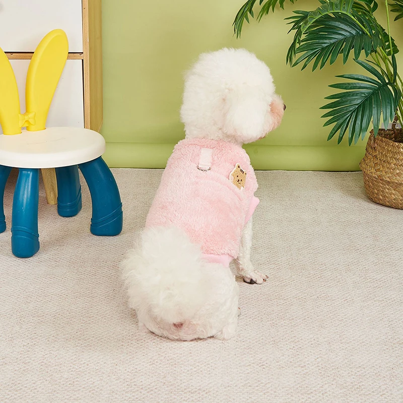 Otoño e Invierno, superventas, lindo oso, cordero, chaleco de terciopelo para mascotas, ropa para gatos y perros, ropa cálida y gruesa para mascotas - imagen 3