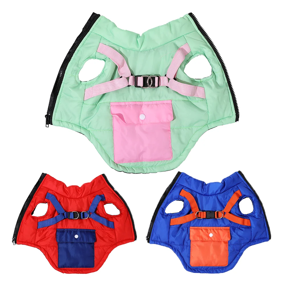 Abrigo cálido para perros para otoño e invierno, chaqueta a prueba de viento con arnés, chaqueta impermeable para cachorros al aire libre para perros pequeños y medianos, Bulldog