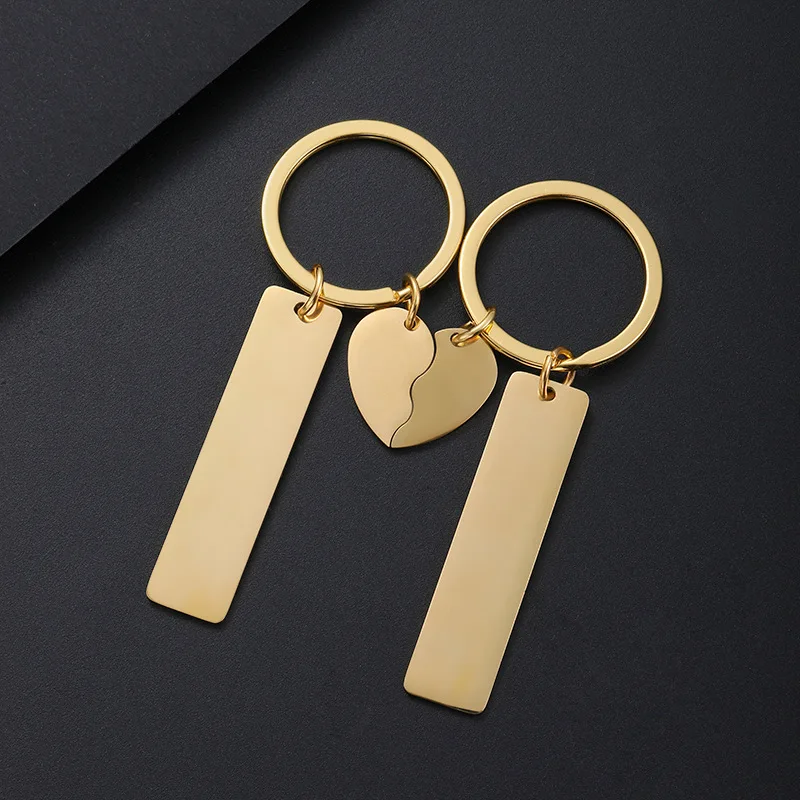 10 pares de llavero de pareja en blanco de acero inoxidable, colgante personalizable en blanco, accesorio antipérdida, recuerdo - imagen 3