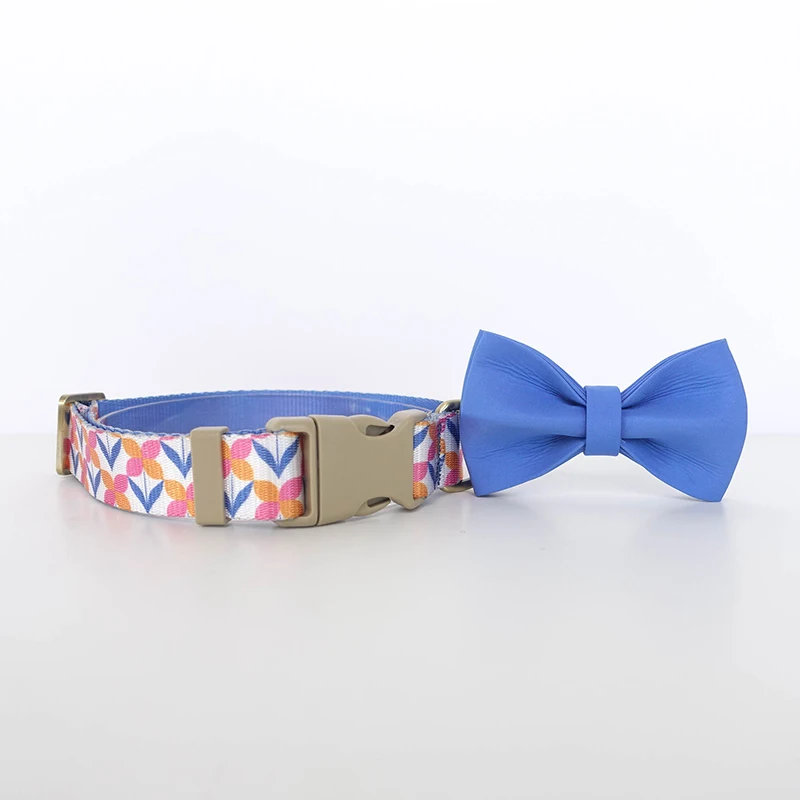 PLATTCO, accesorio hecho a mano de diseño propio, violeta floreciente, Collar y correa para perro con Nudo de mariposa a la moda, juego de 5 tamaños PDC354 - imagen 3