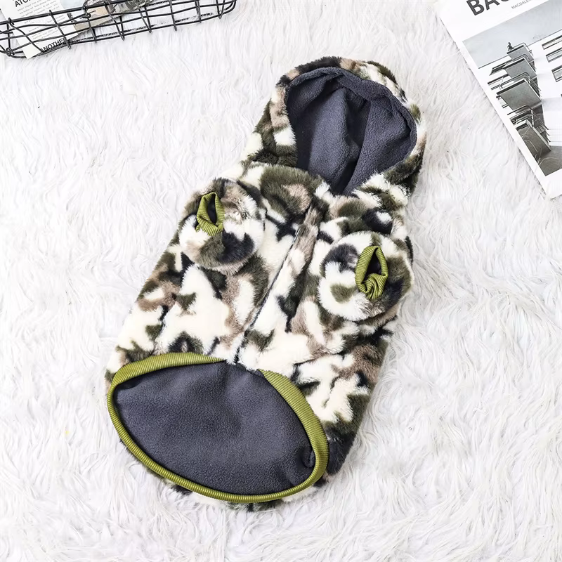 Sudadera térmica con capucha para perros y gatos – Verde camuflaje - imagen 3