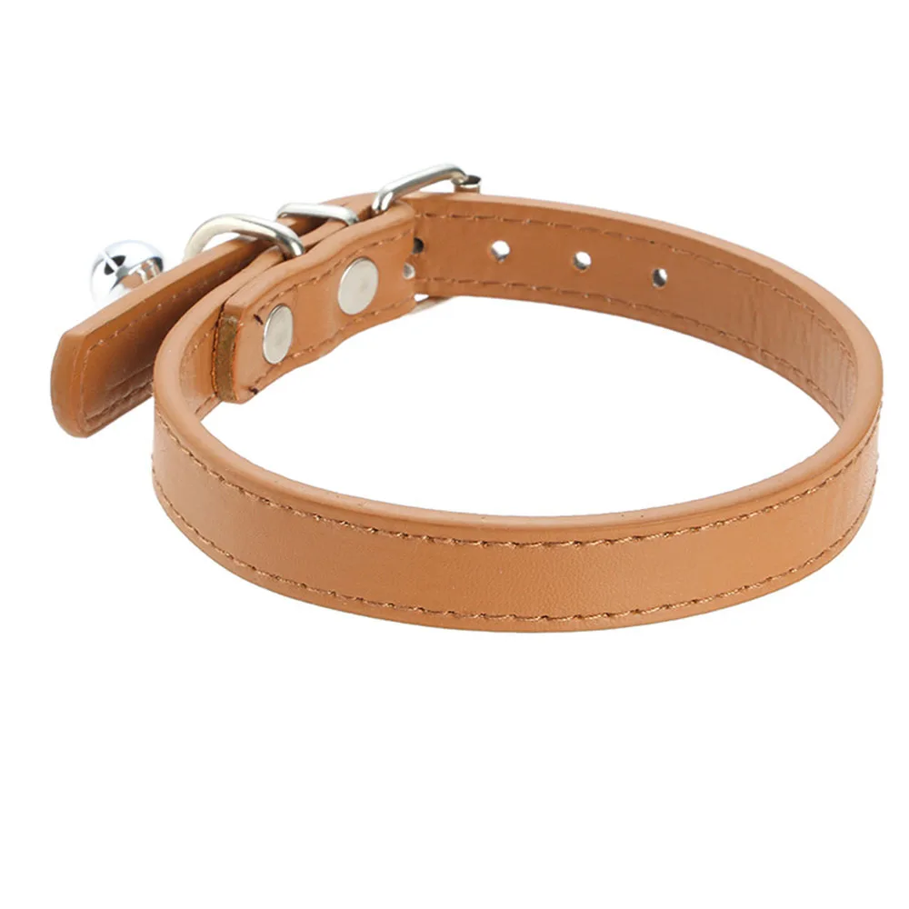 Collar de cuero para mascotas: Collar de campana de estilo simple para perros, banda plana para el cuello para mascotas con campana, Collar de cuero duradero para perros, accesorios para mascotas - imagen 3
