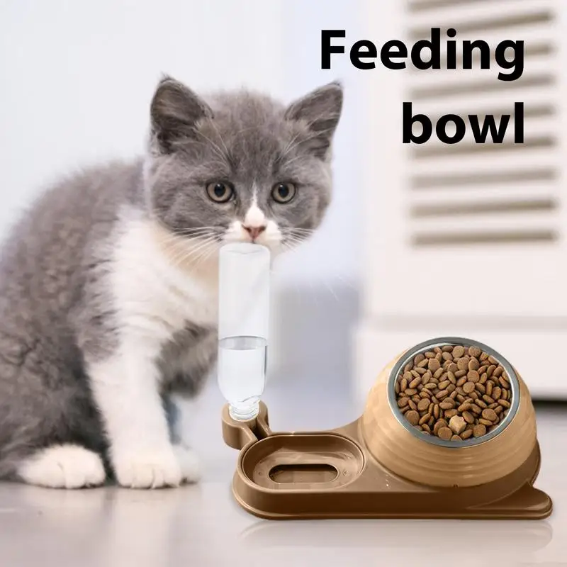 Tazón de comida para gatos con dispensador de agua, tazón inclinado para cachorros con tazón de agua, forma de caracol, plato elevado para mascotas, plato para comida húmeda y seca - imagen 4