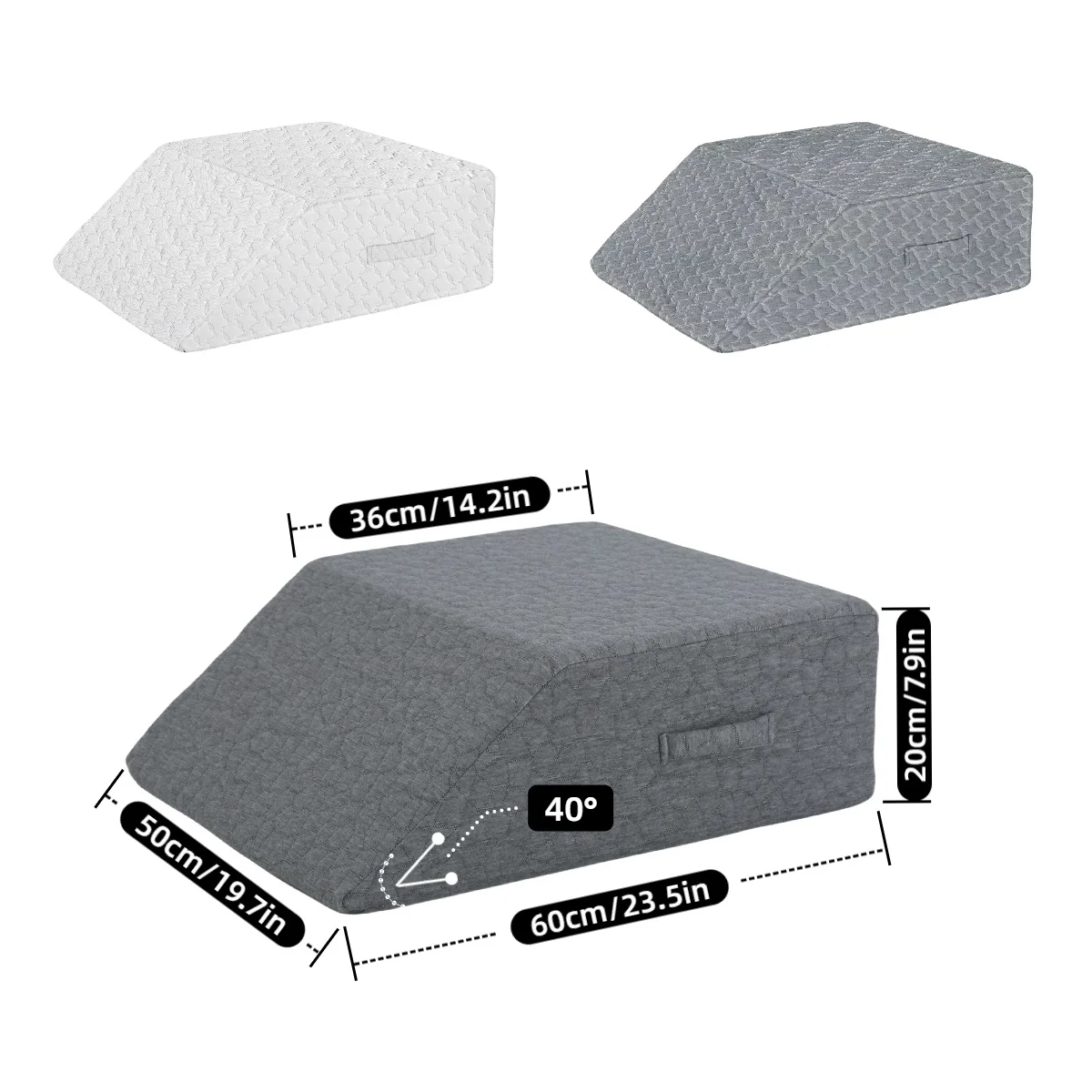 Vista frontal de la almohada para piernas de espuma viscoelástica