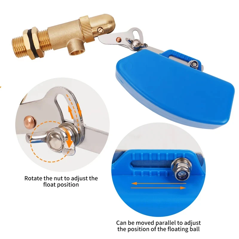 1/2 Uds válvula de flotador de latón brazo ajustable válvula de flotador de llenado automático tanque de agua controlador de nivel automático 1/2 "3/4" - imagen 4