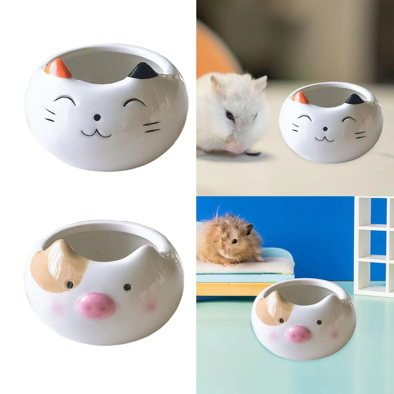 Cuenco de cerámica para comida de hámster, cuenco de comida para mascotas, fácil de limpiar, estable, comida para animales pequeños, agua portátil para ardillas, rata, hurón