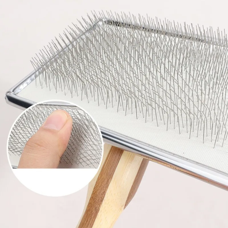 Cepillo de bambú para perros, peine de aseo para mascotas, cepillo de masaje para gatos, peines de acero inoxidable para pelo de gatos, suministros para mascotas