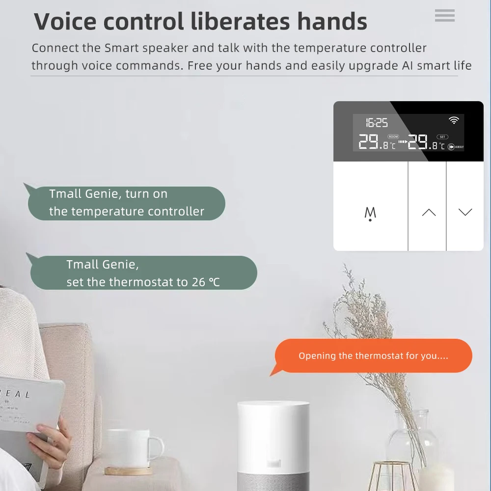 Controlador de temperatura eléctrico Tuya WiFi, termostato inteligente para calefacción de suelo de 220V, termostato Digital con Control remoto por voz para el hogar - imagen 3