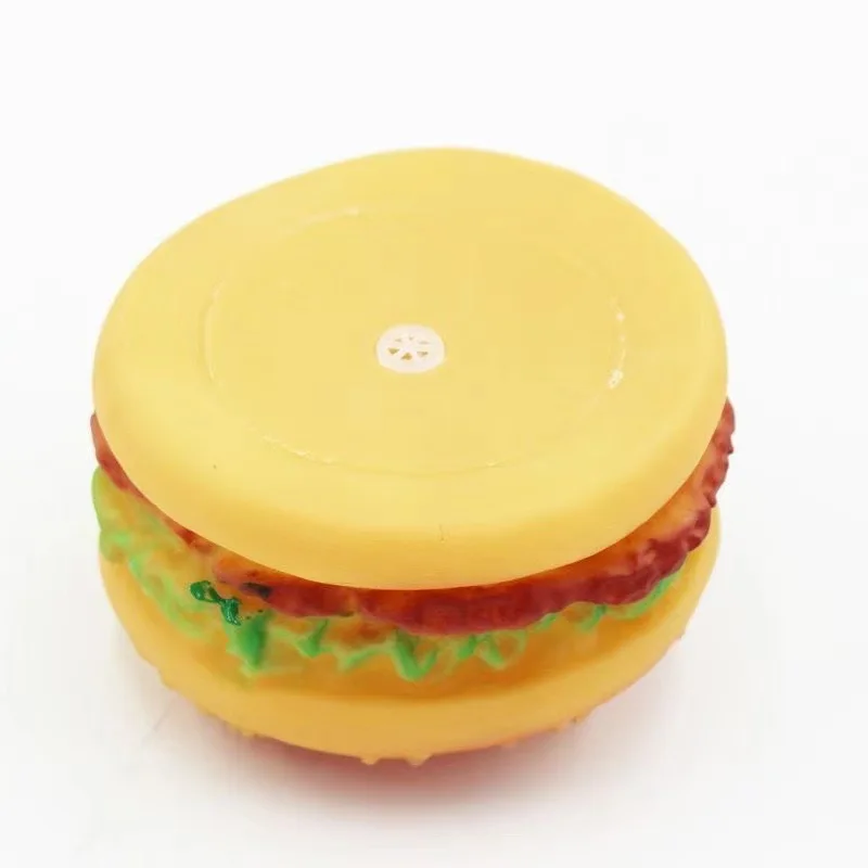 Juguete chirriante para perros con hamburguesa, juguete para masticar para limpieza de dientes y cuidado molar, juguetes interactivos para morder mascotas para perros