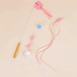 Juego de juguetes para gatos, palo de plumas para gatos, juego de 4 Uds., bola desmontable, borla, juguete para gatos, repuesto de mariposa, juguetes para gatos, traje, suministros para mascotas